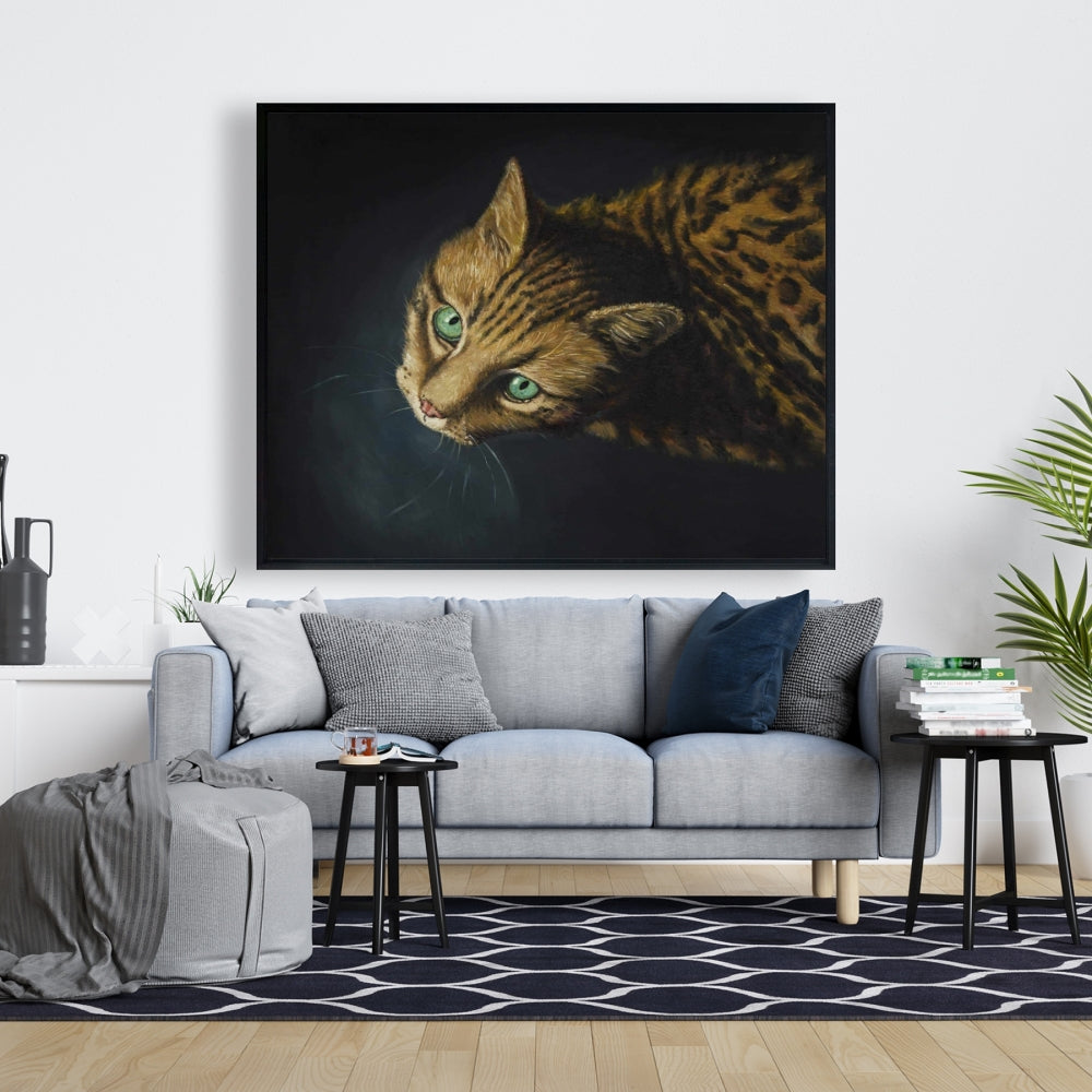 Toile encadrée moderne représentant un chat du Bengale marron | Décoration d'intérieur