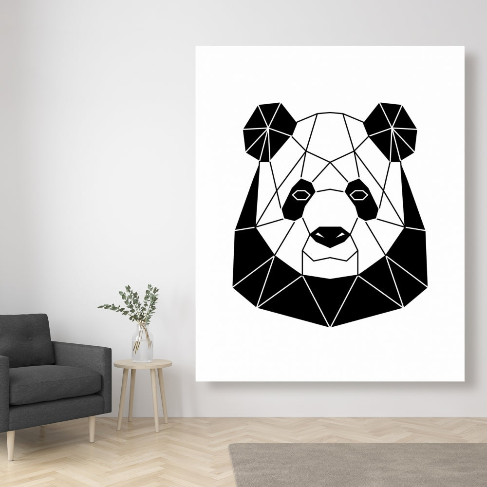 Geometric Panda Retro Animals White Canvas | Home Decor Art