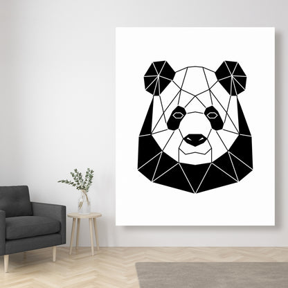 Geometric Panda Retro Animals White Canvas | Home Decor Art