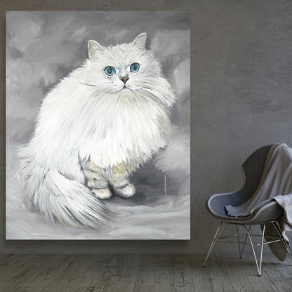 Chinchilla Persian Cat Canvas - White Bedroom Animal Decor