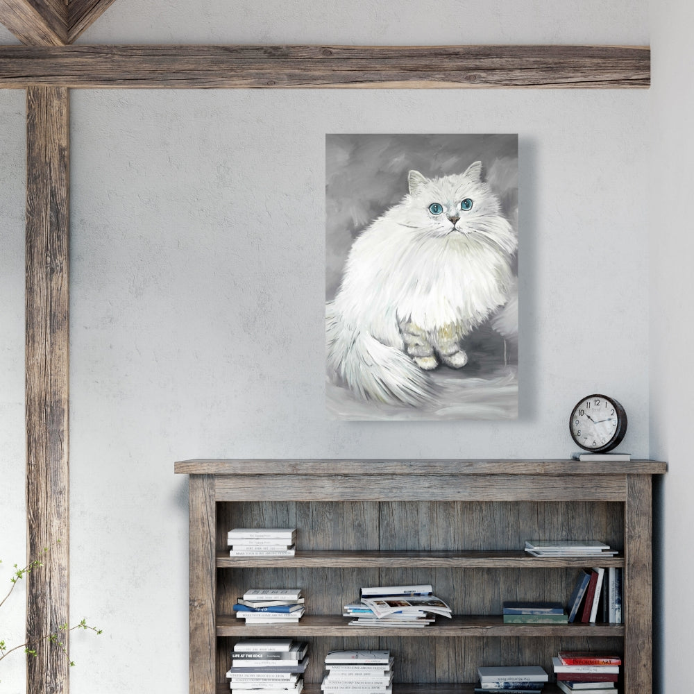 Chinchilla Persian Cat Canvas - White Bedroom Animal Decor