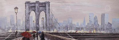 Brooklyn Bridge Canvas | Gray Framed Wall Art for Home Decor