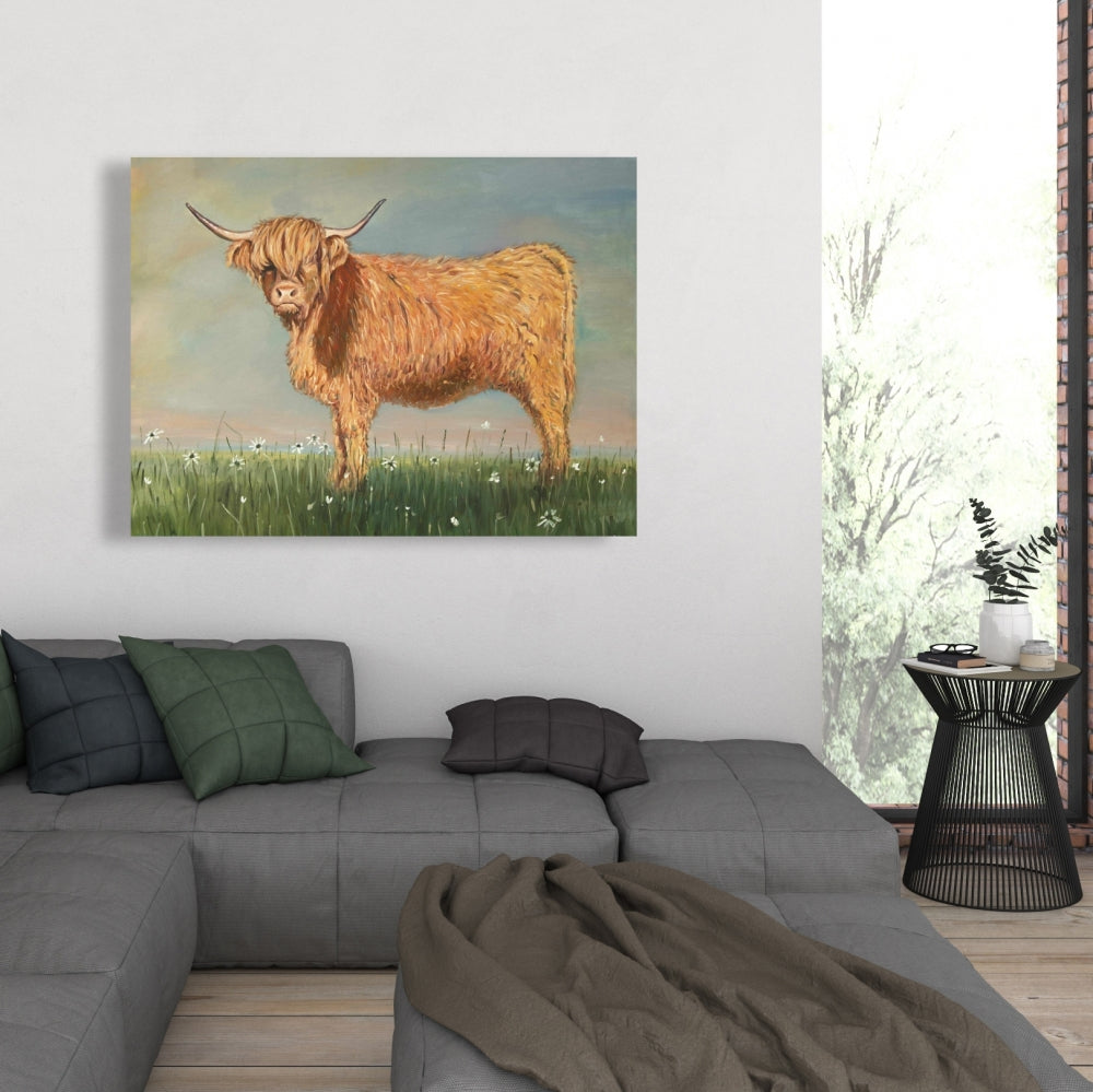 Daisy the Highland Cow Rustic Canvas - Farm Animal Home Decor