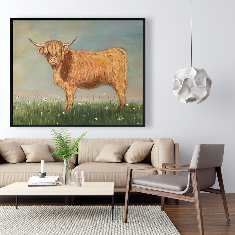 Rustic Animals Kitchen Canvas | Daisy the Highland Cow Decor