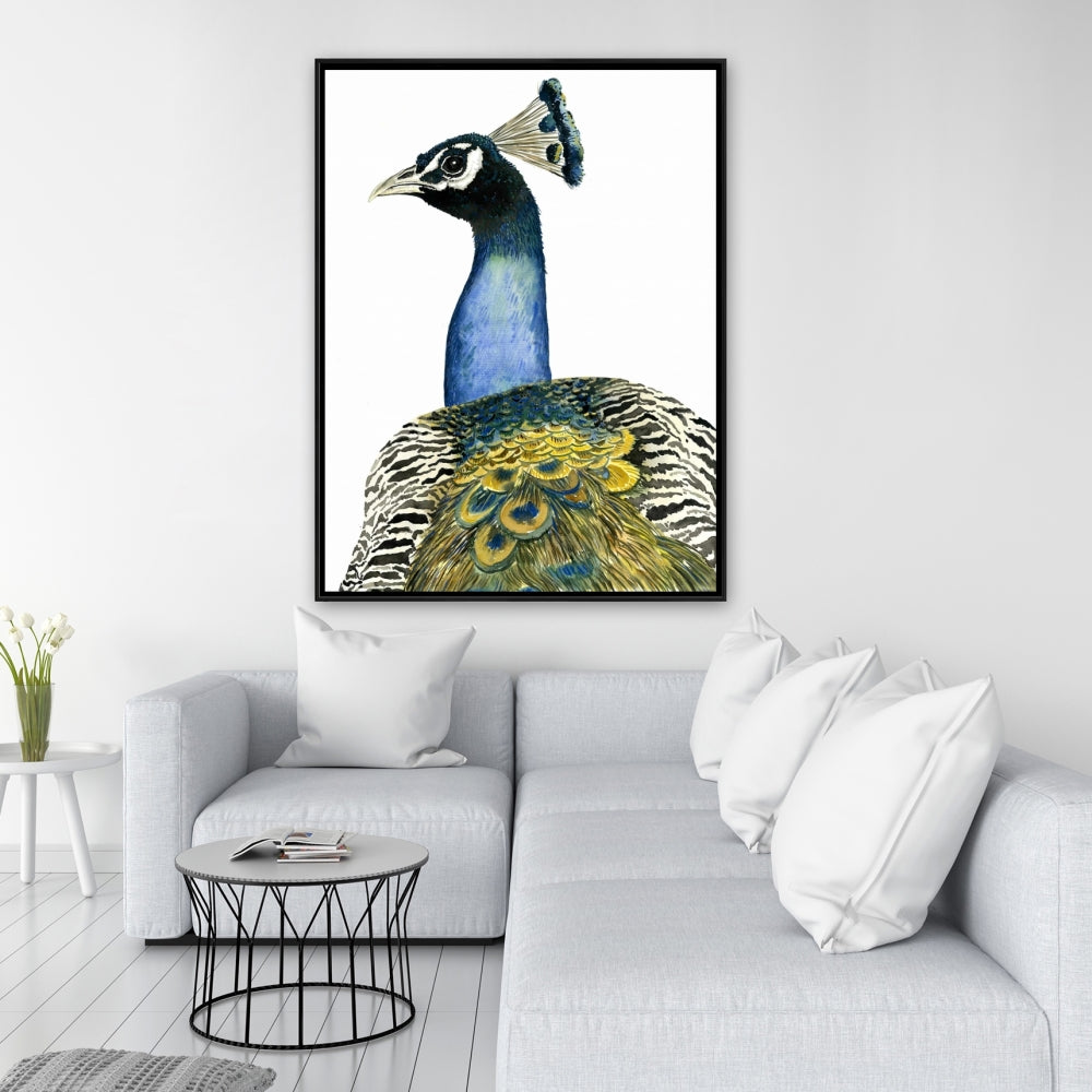 Watercolor Peacock Canvas | Bedroom Bird Wall Art Decor