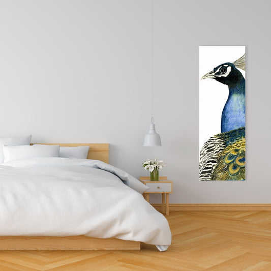 Watercolor Peacock Canvas | Bird Bedroom Decor | Home Art