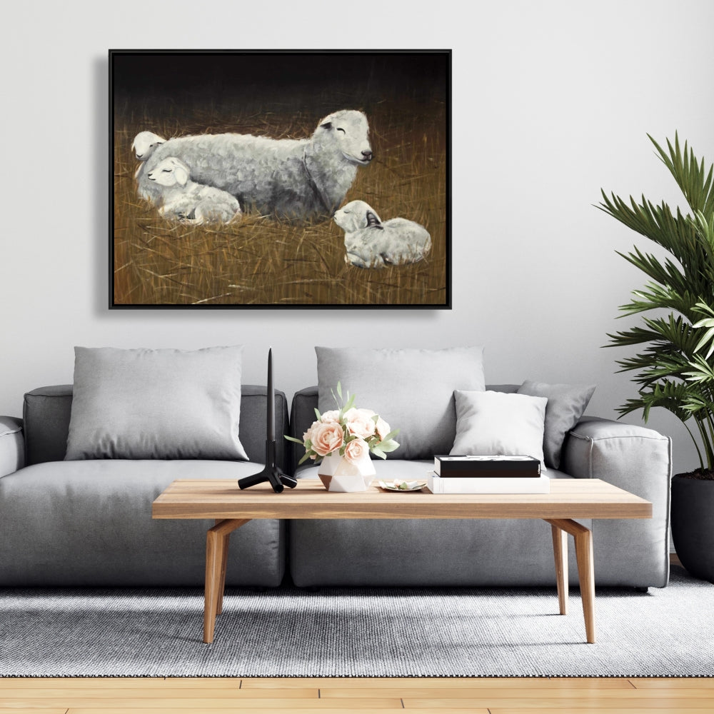 Rustic Farm Animals Canvas | Sheep and Lambs Home Decor