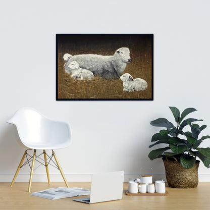 Rustic Farm Animals Canvas | Sheep and Lambs Home Decor