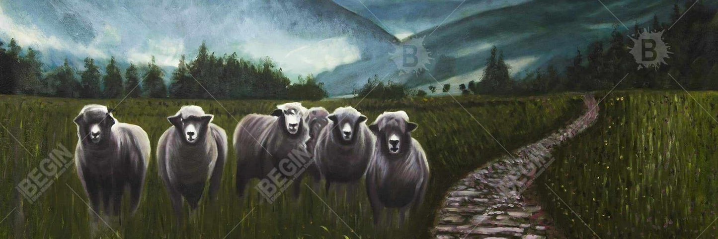 Rustic Sheep in Countryside Canvas | Farm Animal Home Decor