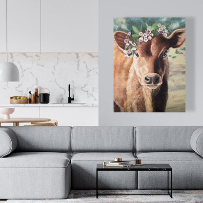 Brown Rustic Animals Canvas | Cute Jersey Cow Home Decor