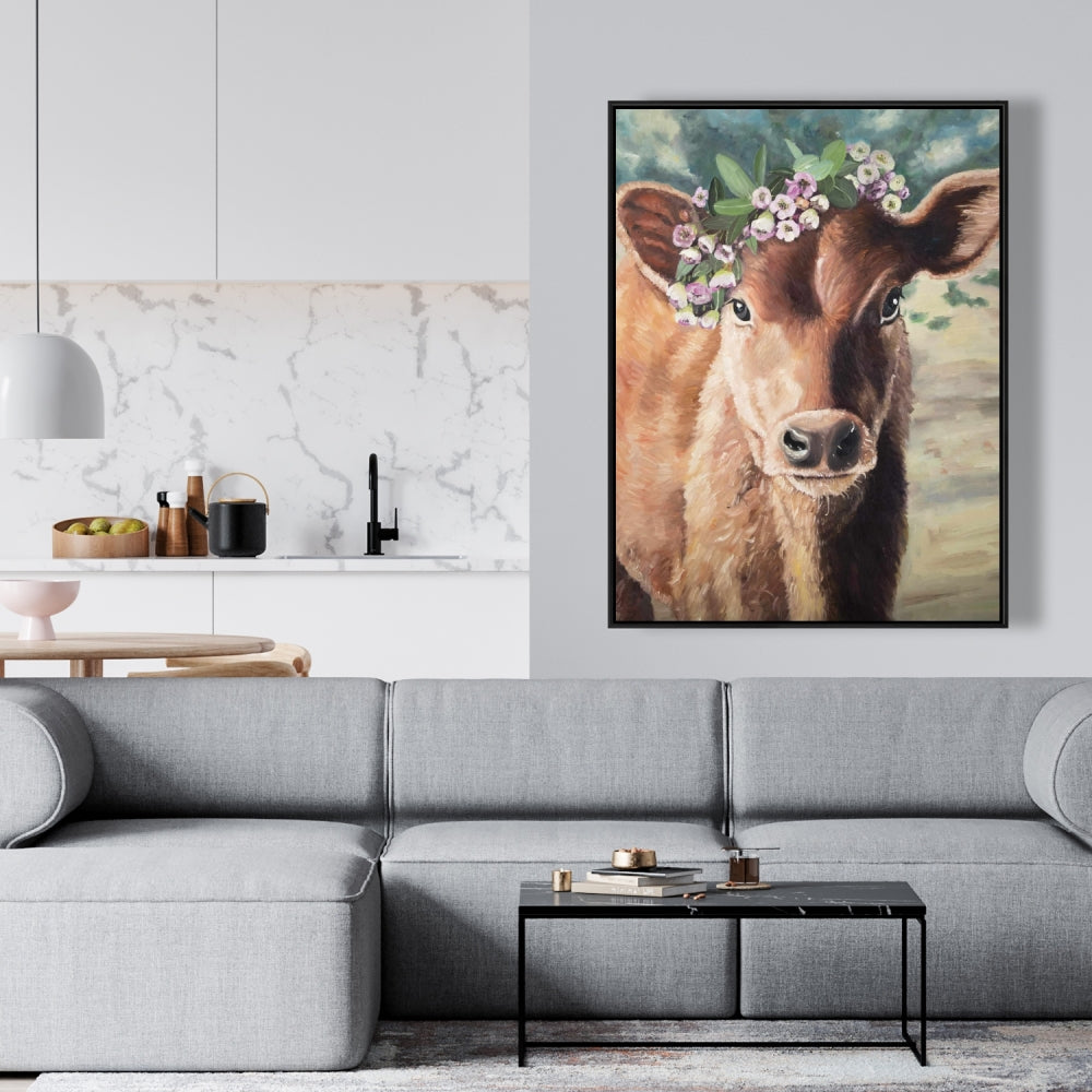 Rustic Cute Jersey Cow Canvas | Bedroom Animal Wall Decor