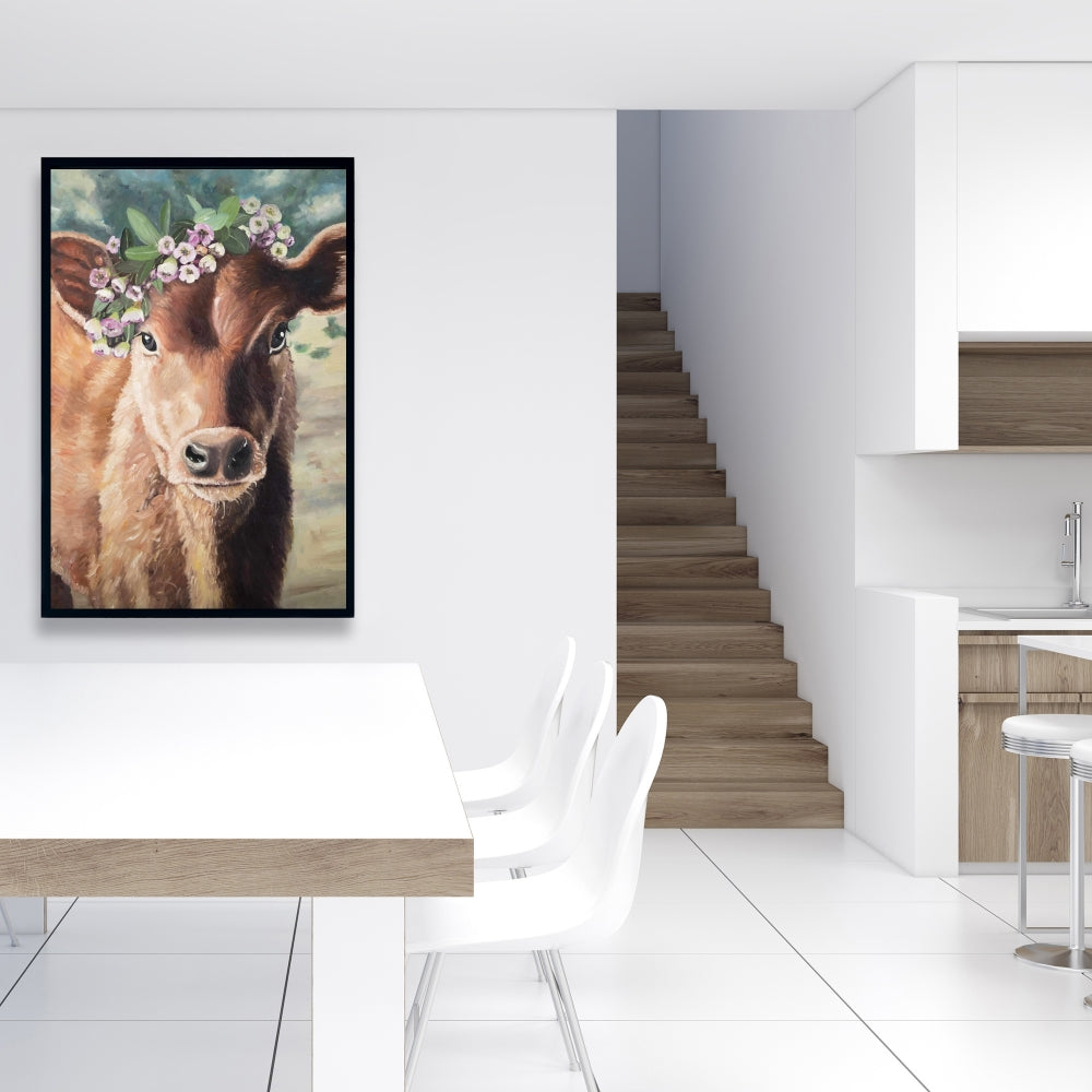 Rustic Cute Jersey Cow Canvas | Bedroom Animal Wall Decor
