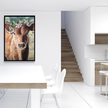 Rustic Cute Jersey Cow Canvas | Bedroom Animal Wall Decor