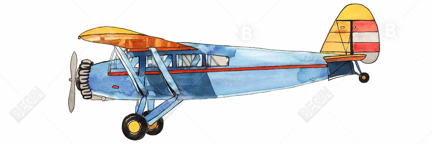 Toile encadrée Petit avion bleu | Décoration de chambre aviation