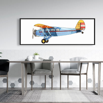 Toile encadrée Petit avion bleu | Décoration de chambre aviation