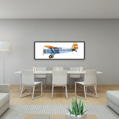 Toile encadrée Petit avion bleu | Décoration de chambre aviation