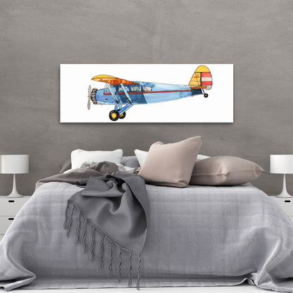 Small Blue Plane Canvas - Bedroom Decor | Aviation Art