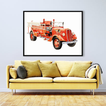Toile vintage Camion de pompiers | Décoration de chambre