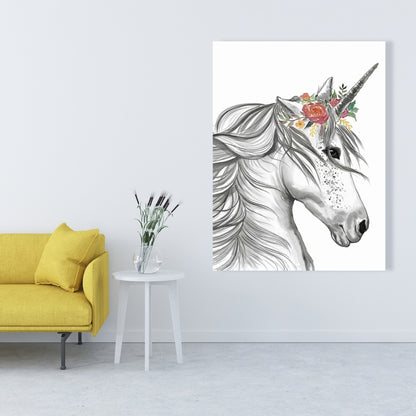 Magic Unicorn White Canvas - Enchant Your Bedroom Decor