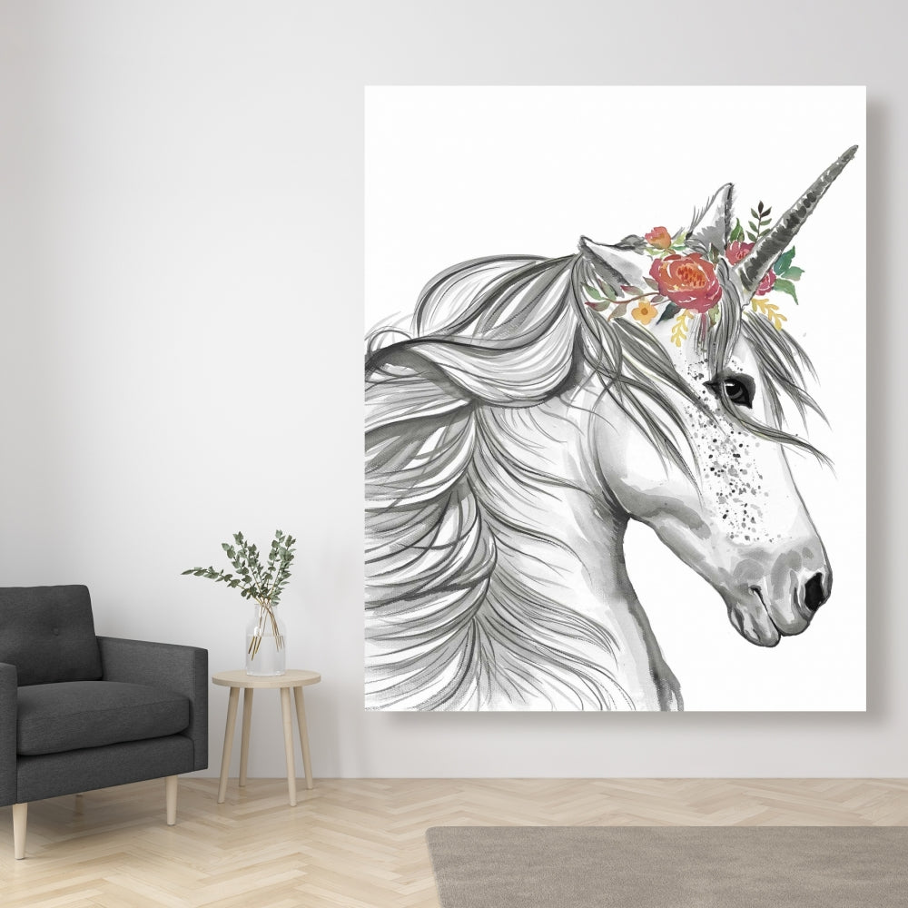Magic Unicorn White Canvas - Enchant Your Bedroom Decor