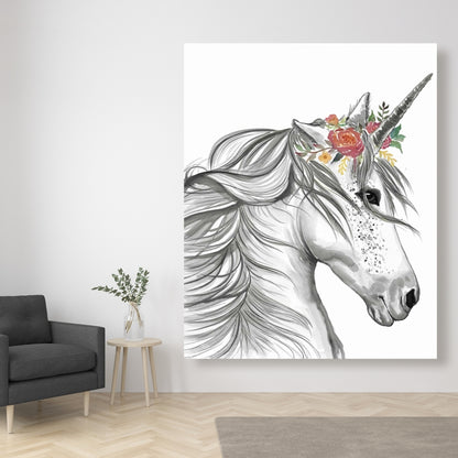 Magic Unicorn White Canvas - Enchant Your Bedroom Decor