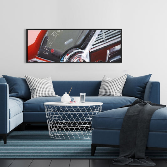 Tableau de bord de voiture rouge vintage | Décoration murale pour chambre