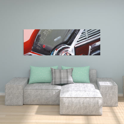 Vintage Red Car Dashboard Canvas - Gray Car Home Decor