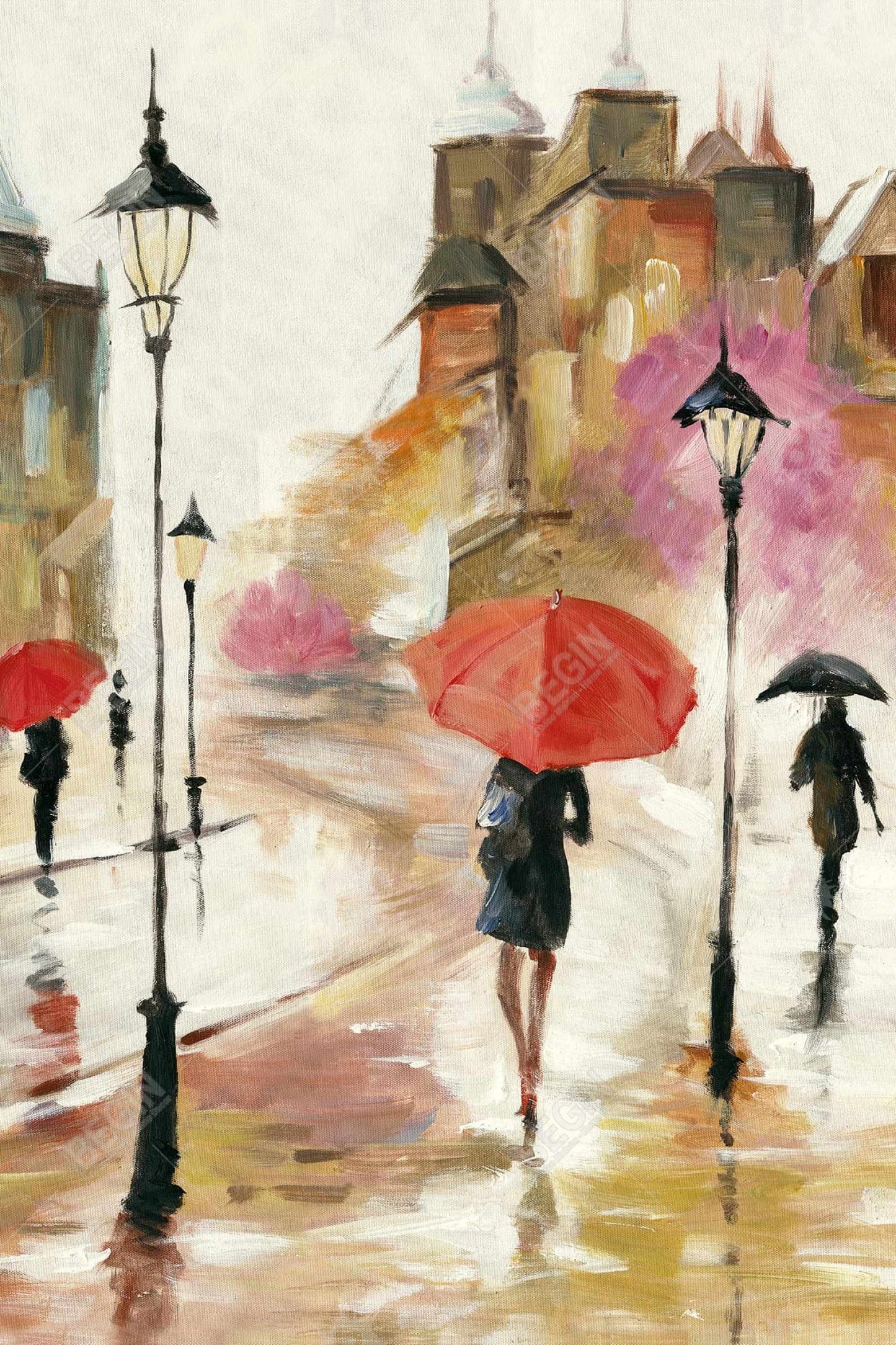 Toile encadrée « Passants sous parapluies » | Décoration d'intérieur moderne