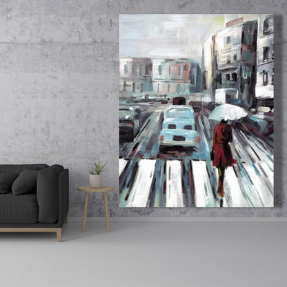 Abstract Pedestrian Crossing Canvas | Contemporary Bedroom Art