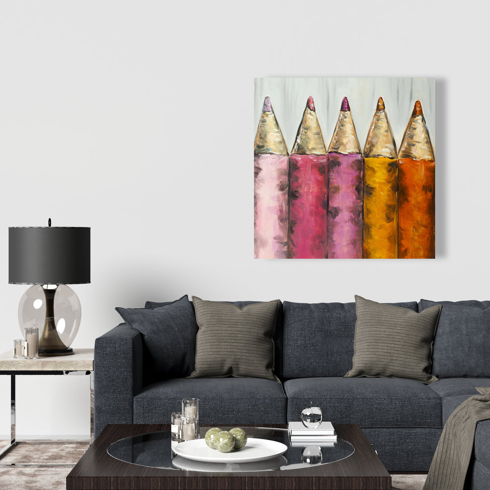 Contemporary Blue Canvas - Colouring Pencils Home Decor