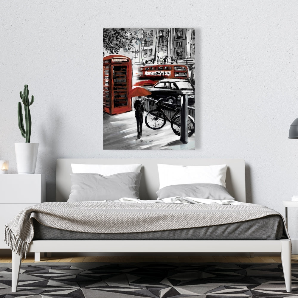 European Street Canvas - Cities Gray Contemporary Home Decor