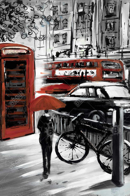 European Street Canvas - Cities Gray Contemporary Home Decor