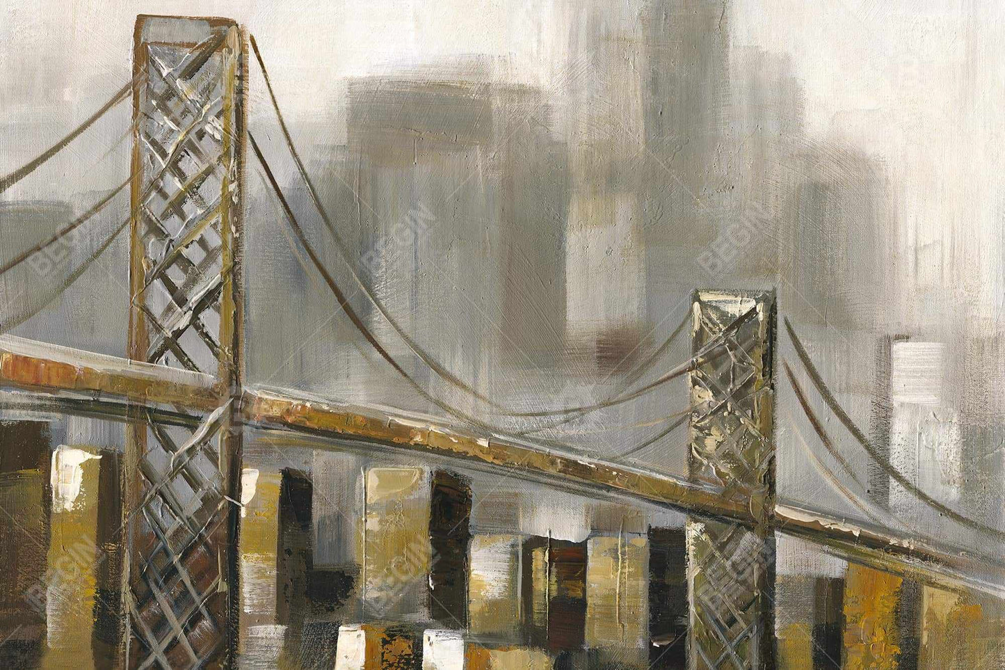 Bridge by a Cloudy Day - Contemporary Framed Canvas Decor