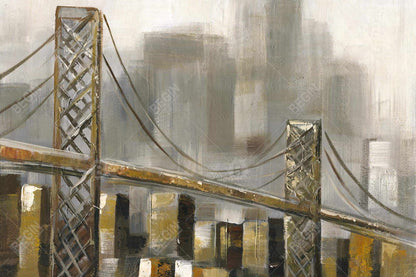 Bridge by a Cloudy Day - Contemporary Framed Canvas Decor