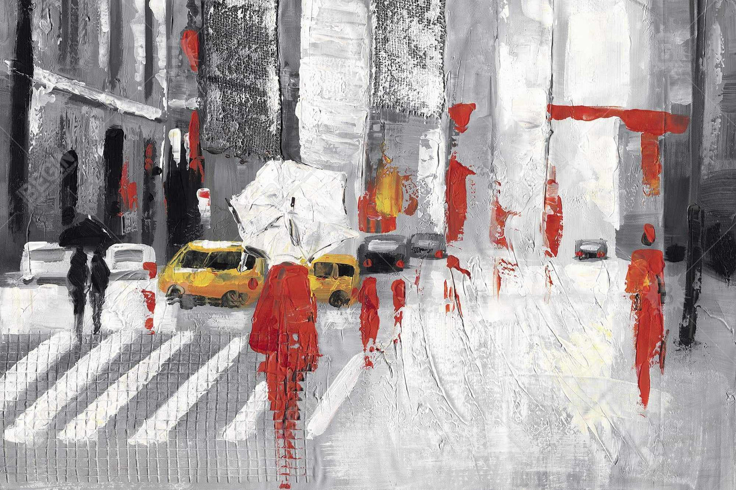 Abstract Cloudy City Street | Gray Cities Framed Canvas Decor