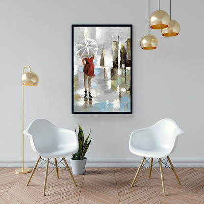 Toile encadrée « Femme en robe rouge » | Décoration de chambre contemporaine