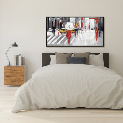 Abstract Cloudy City Street | Gray Cities Framed Canvas Decor