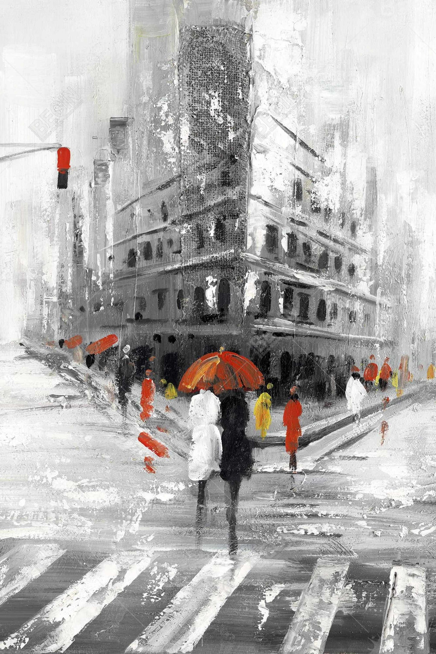 Greyish Flatiron Building Canvas | Cities Gray Wall Art Decor