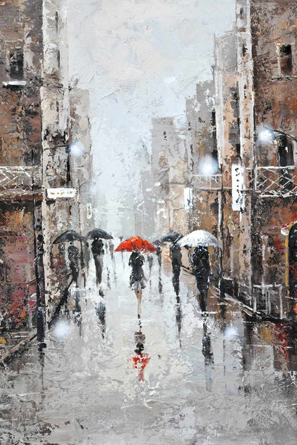 City Rain Canvas - Modern Bedroom Wall Art | Home Decor