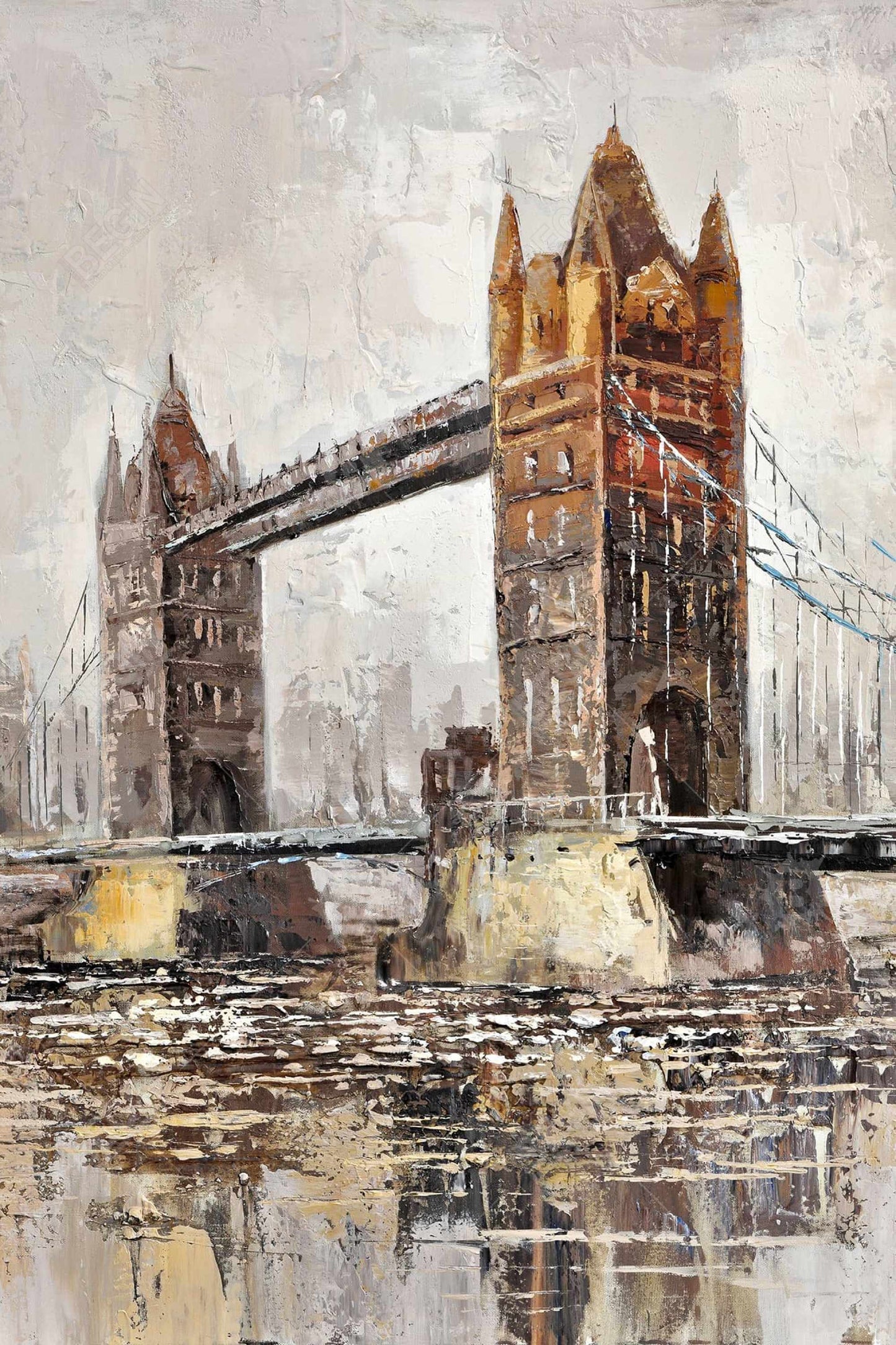 Contemporary Orange London Tower Bridge Canvas - Home Decor