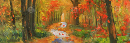 Autumn Trail Canvas - Contemporary Living Room Wall Art Decor