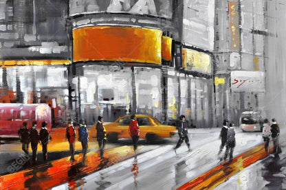 Circulation à Times Square, toile grise - Décoration contemporaine