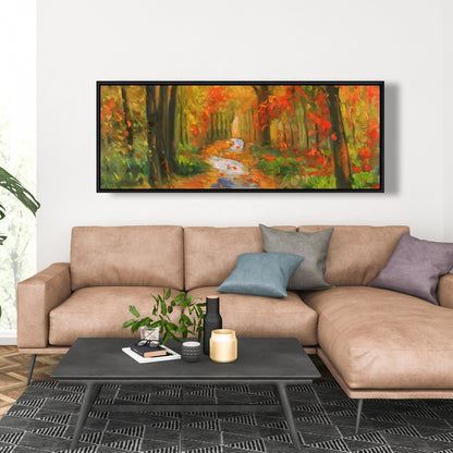Autumn Trail Framed Canvas | Trees Livingroom Home Decor