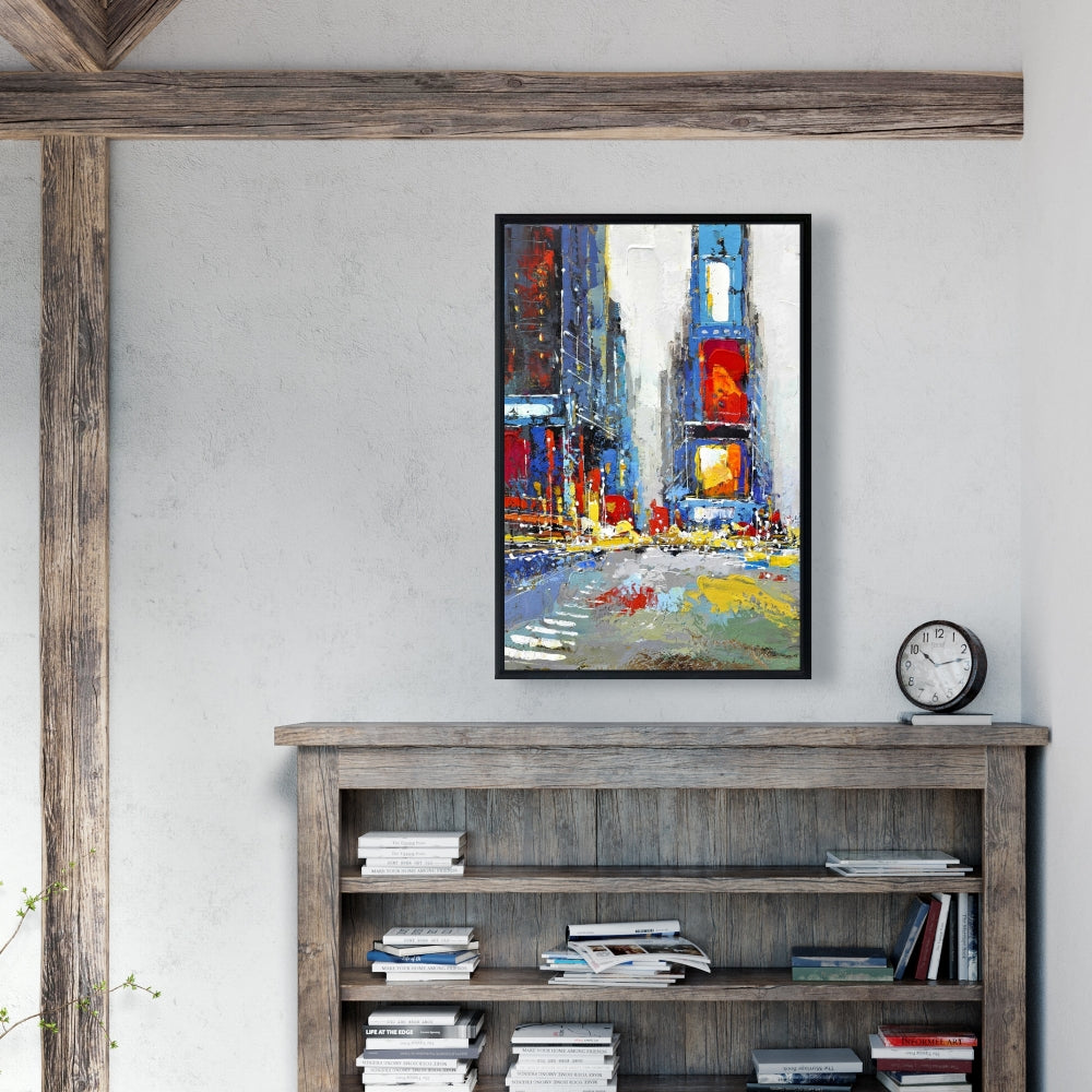 Abstract Colorful Buildings Framed Canvas | Home Decor Art