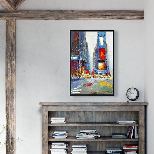 Abstract Colorful Buildings Framed Canvas | Home Decor Art