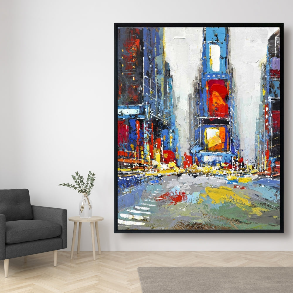 Abstract Colorful Buildings Framed Canvas | Home Decor Art