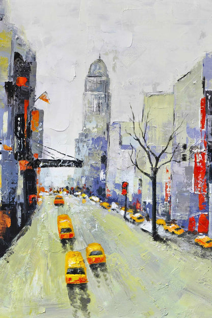 Toile Gray Street - Accents jaunes et rouges | Décoration contemporaine