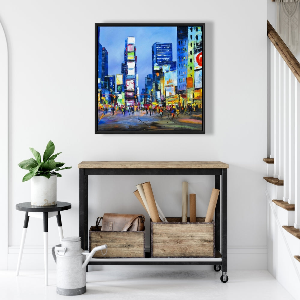 Toile Paysage urbain de Times Square | Décoration d'intérieur encadrée rétro