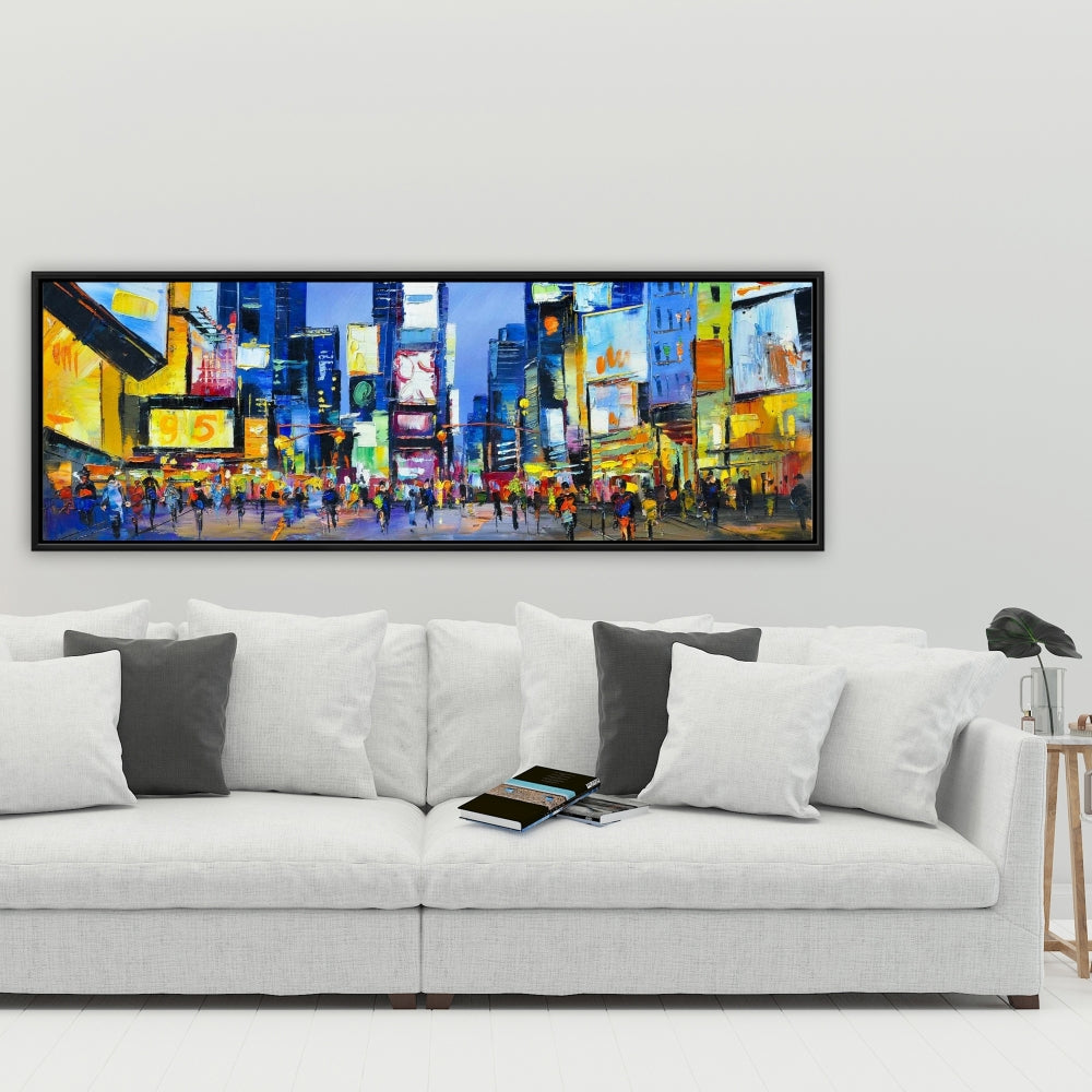 Toile Paysage urbain de Times Square | Décoration d'intérieur encadrée rétro