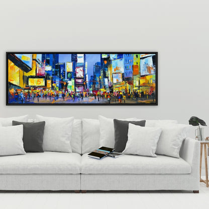 Toile Paysage urbain de Times Square | Décoration d'intérieur encadrée rétro